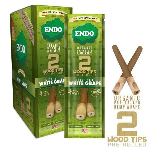 Endo Pre-Rolled Hemp Wraps w/ Wood Tip - 2pk