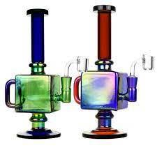 Iridescent Teapot Cube Inline Rig - 9.5"