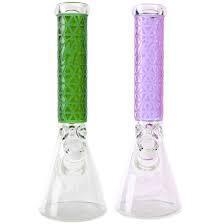 Green Bear Sand Blasted Flower Beaker - 14"