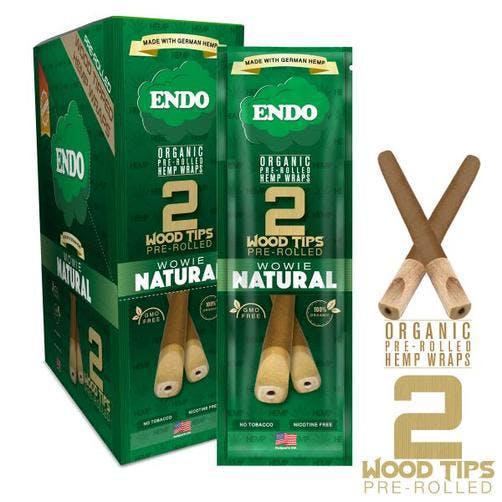 Endo Pre-Rolled Hemp Wraps w/ Wood Tip - 2pk
