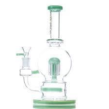 Inline Diamond Flask Glass Water Pipe - 10"