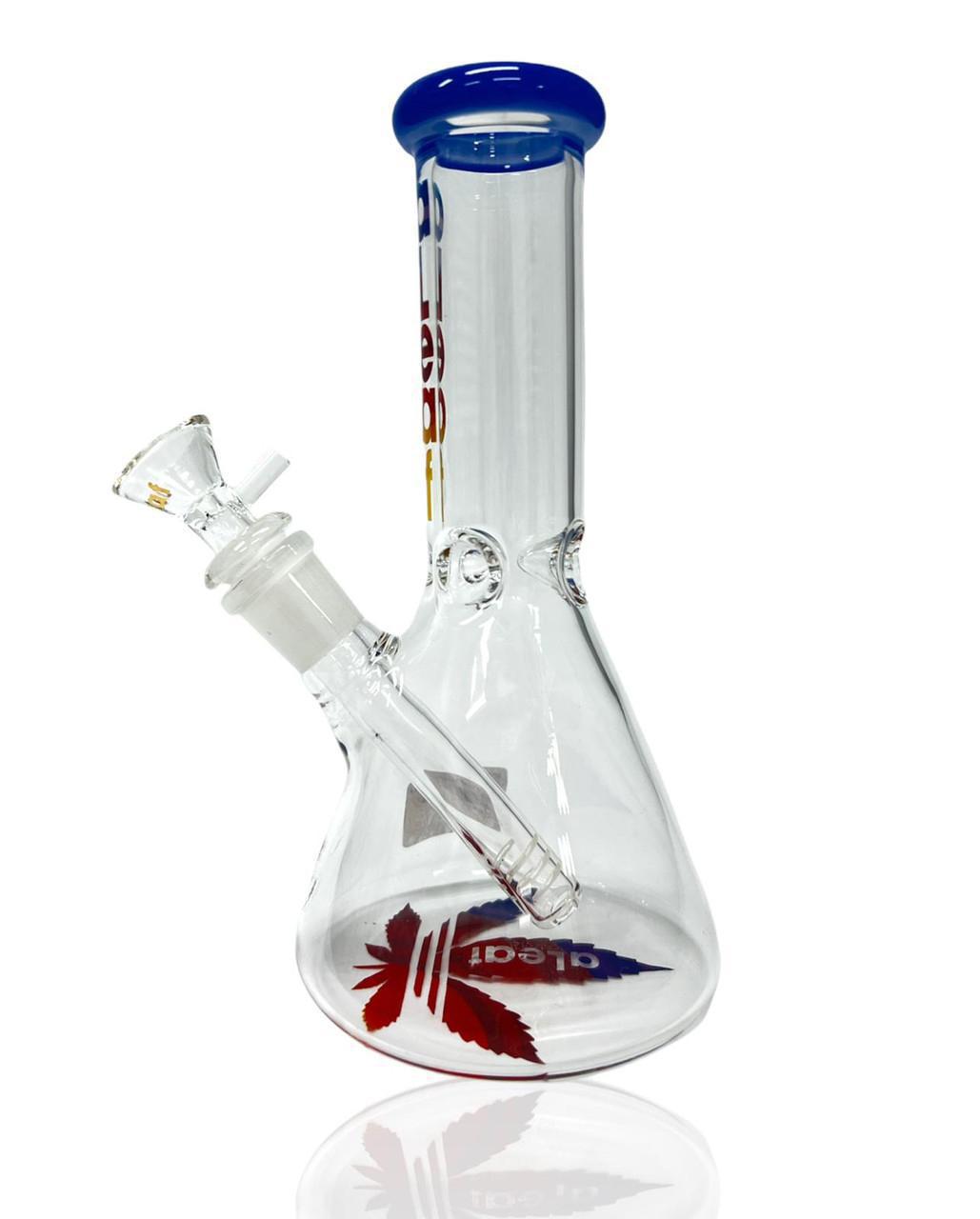 aLeaf Beaker Water Pipe with Colored Mouth Piece - 8"