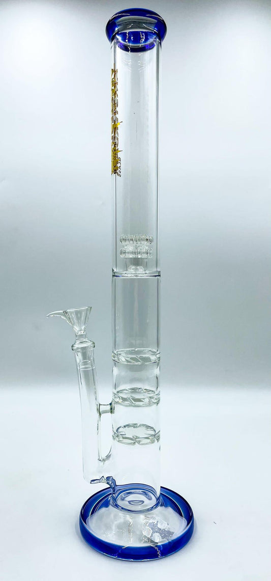 Amsterdam Glass Triple Turbine with Matrix Splash Guard Water Pipe - 20"