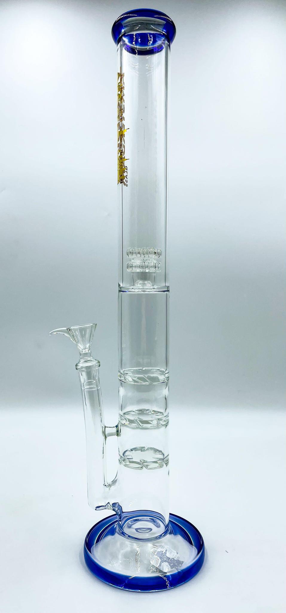 Amsterdam Glass Triple Turbine with Matrix Splash Guard Water Pipe - 20"