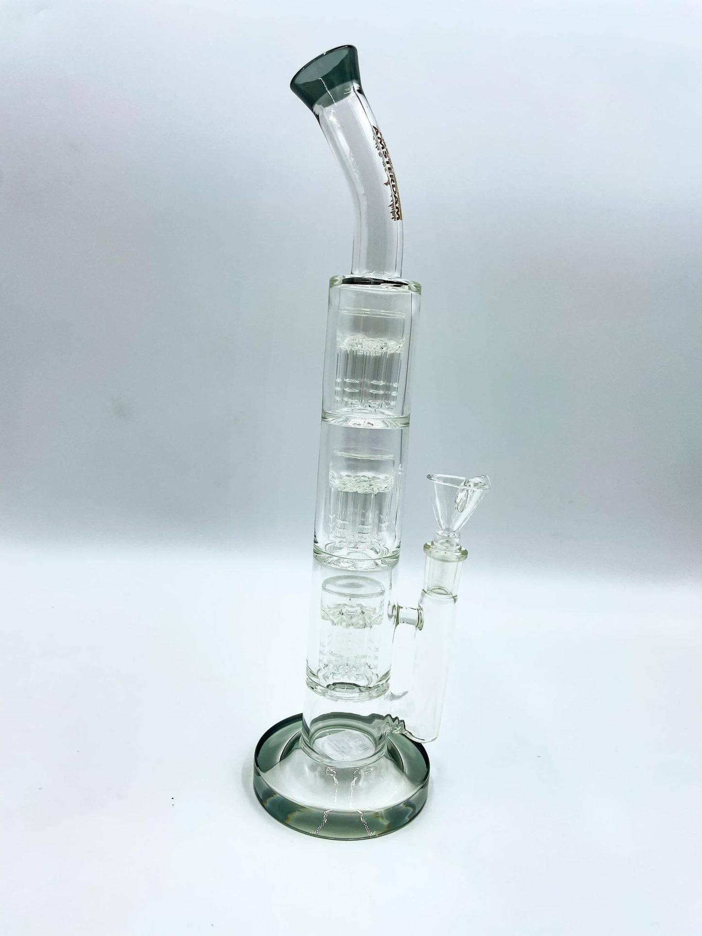 Amsterdam Glass Triple Tree Perc Water Pipe - 13"