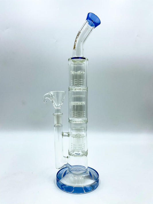 Amsterdam Glass Triple Tree Perc Water Pipe - 13"