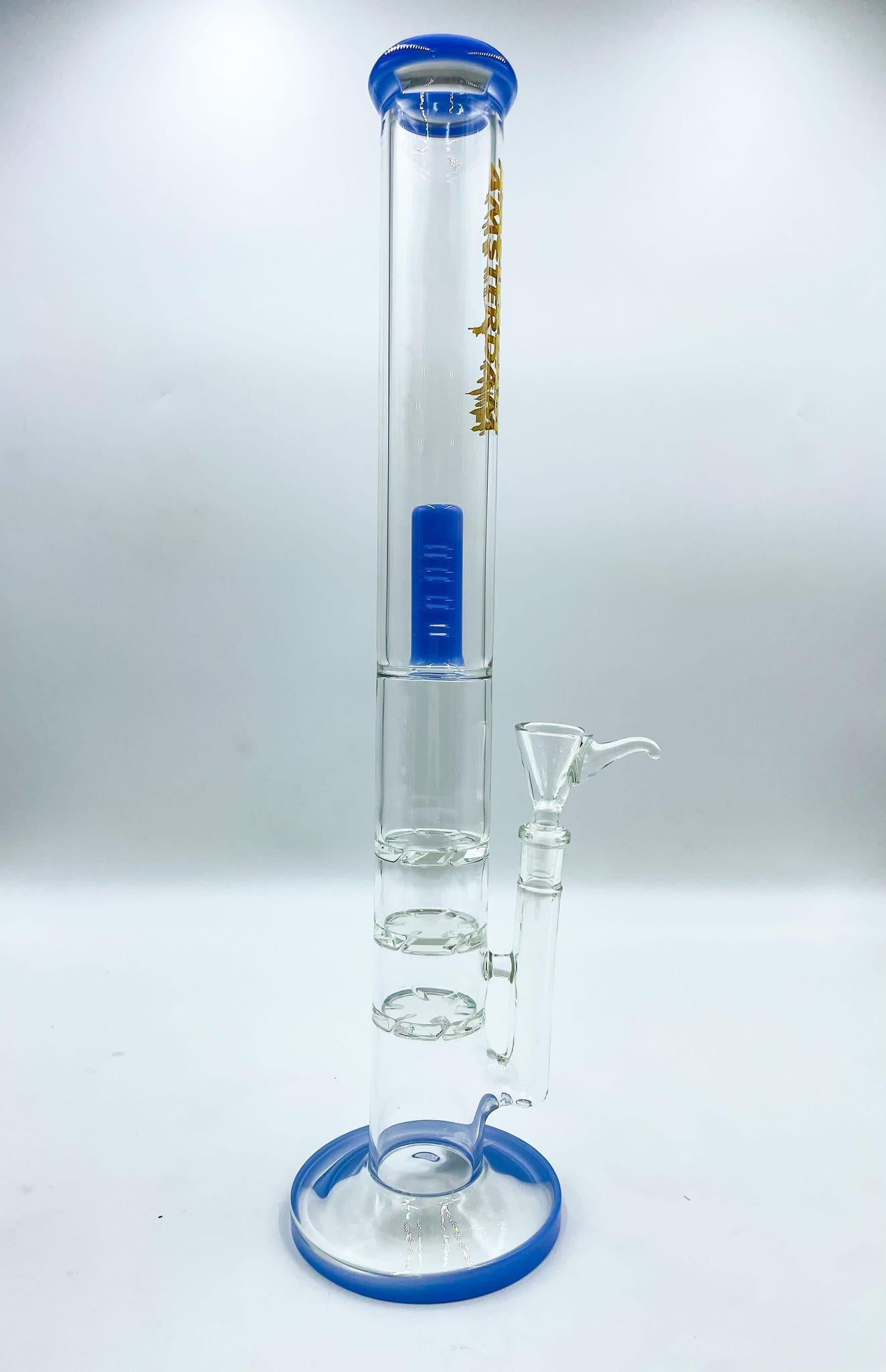 Amsterdam Glass Triple Turbine with Matrix Splash Guard Water Pipe - 20"