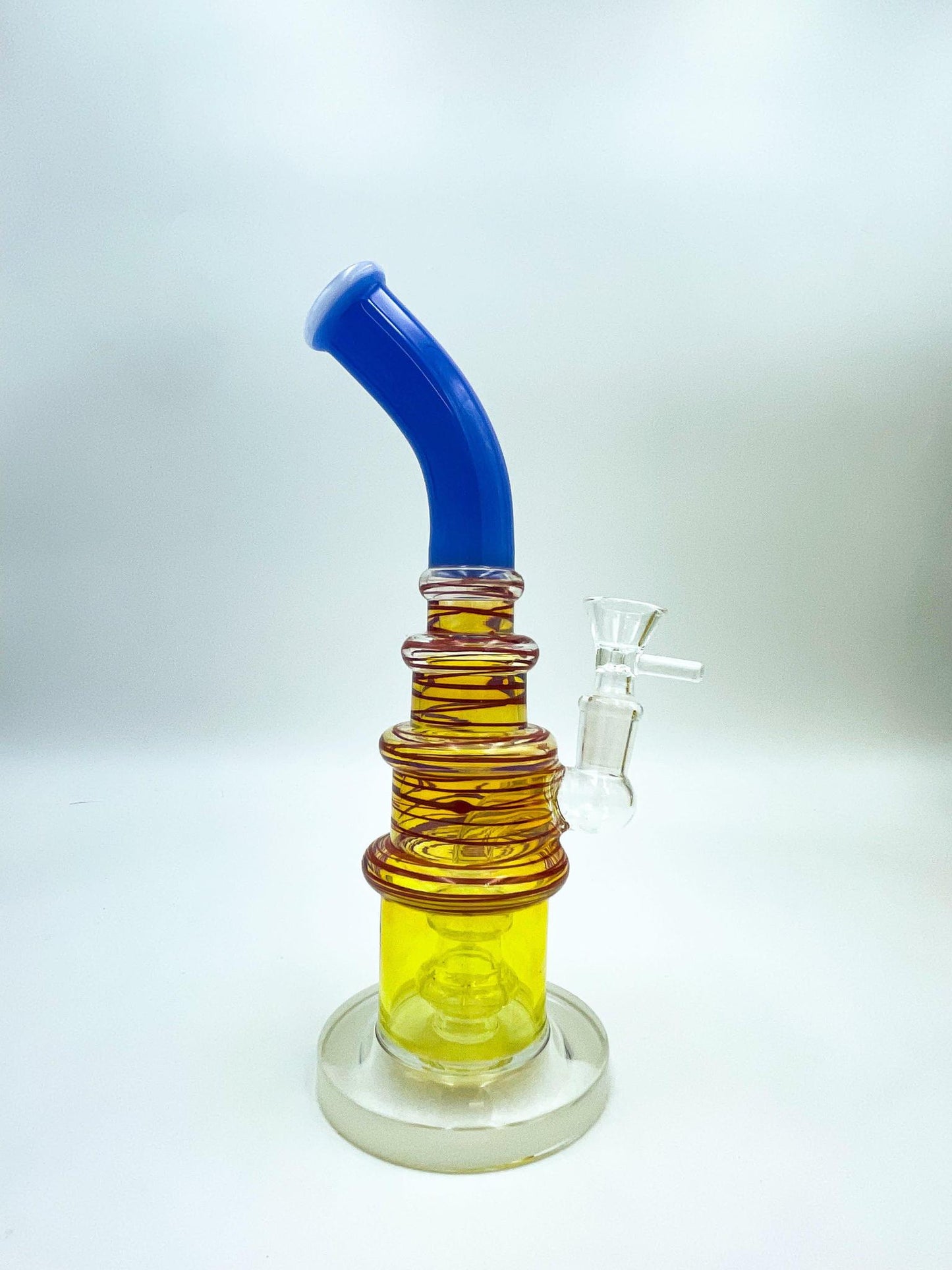 Bent Neck Fumed Disc Perc Water Pipe - 9.5"