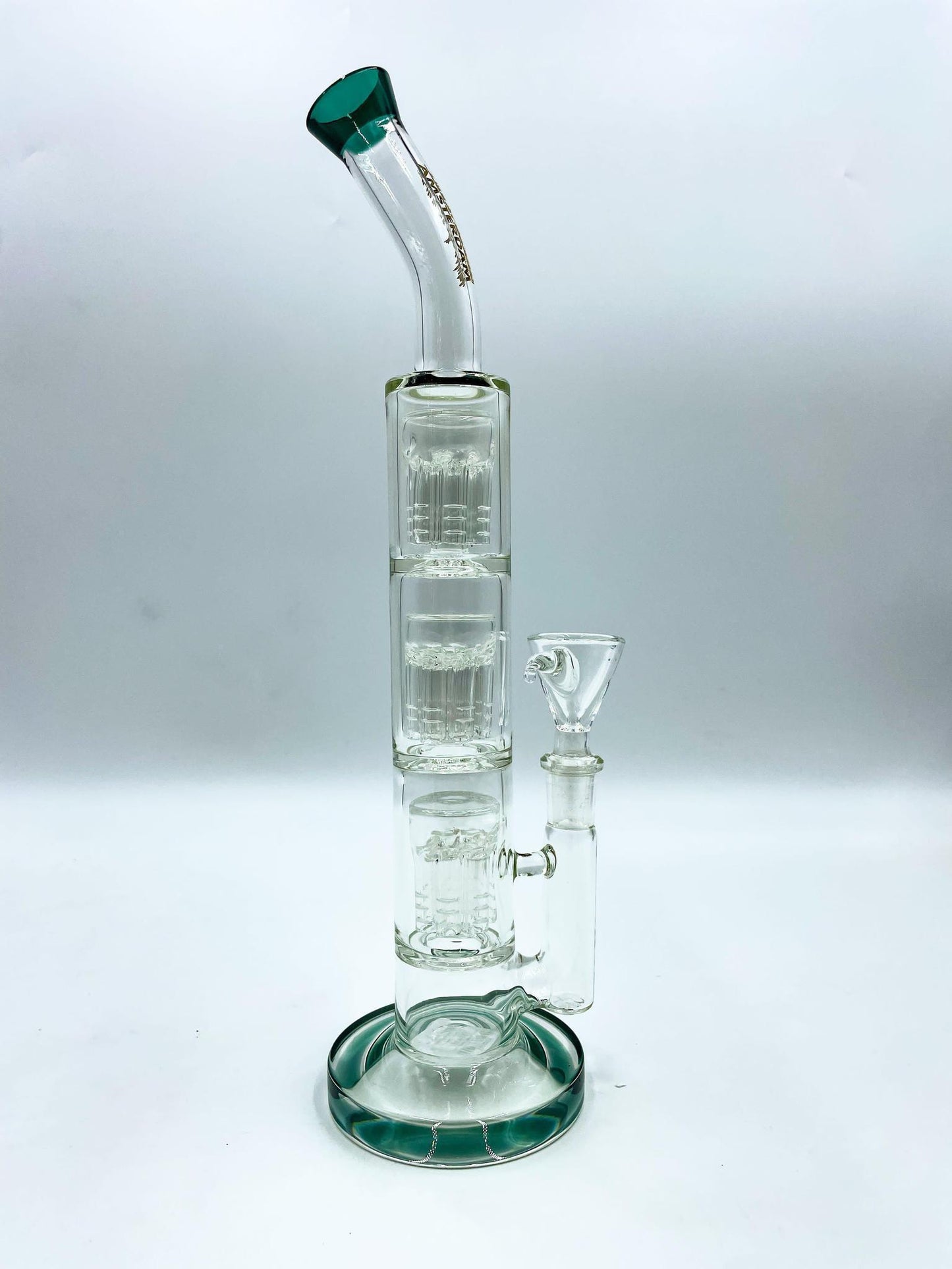 Amsterdam Glass Triple Tree Perc Water Pipe - 13"