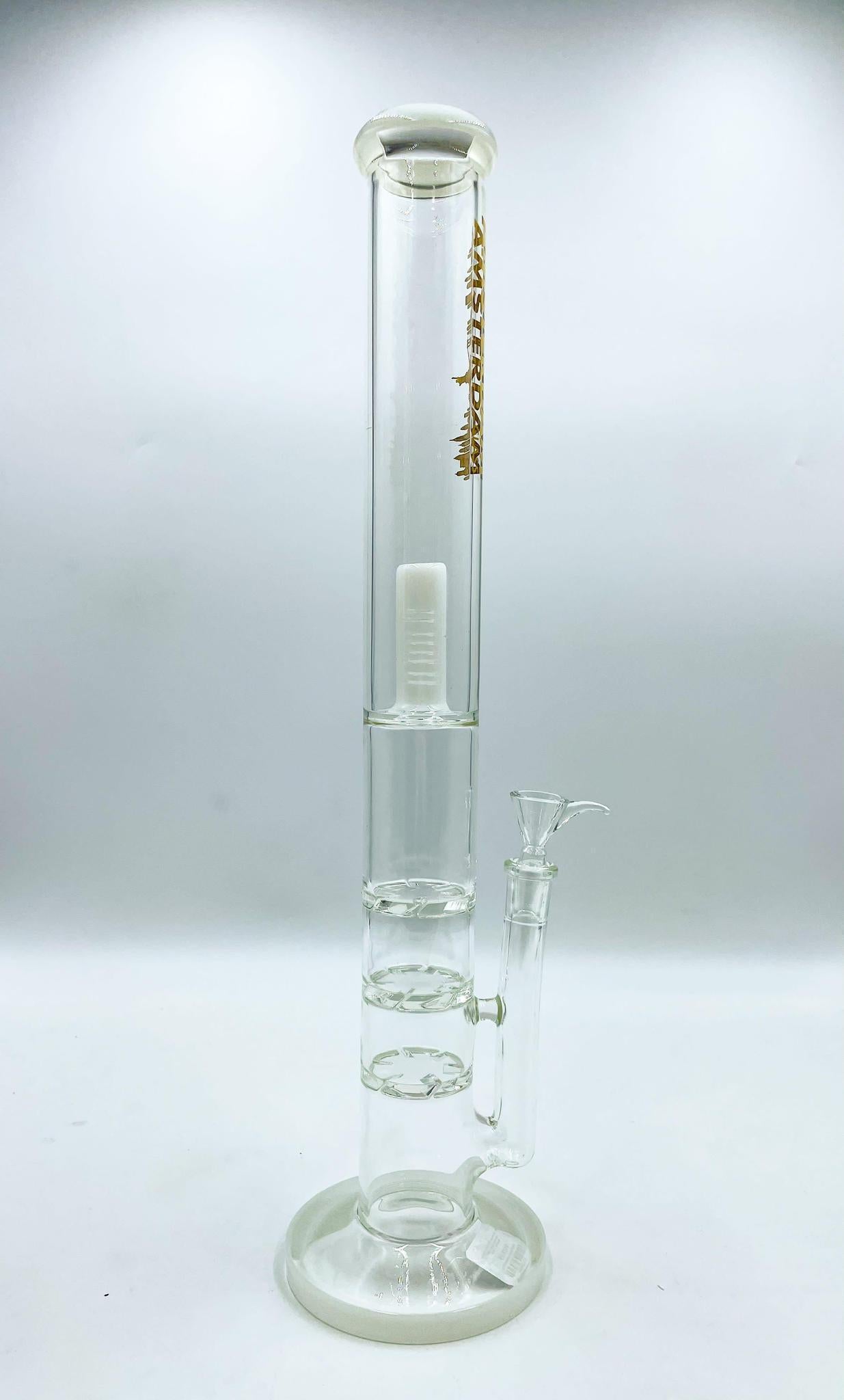 Amsterdam Glass Triple Turbine with Matrix Splash Guard Water Pipe - 20"