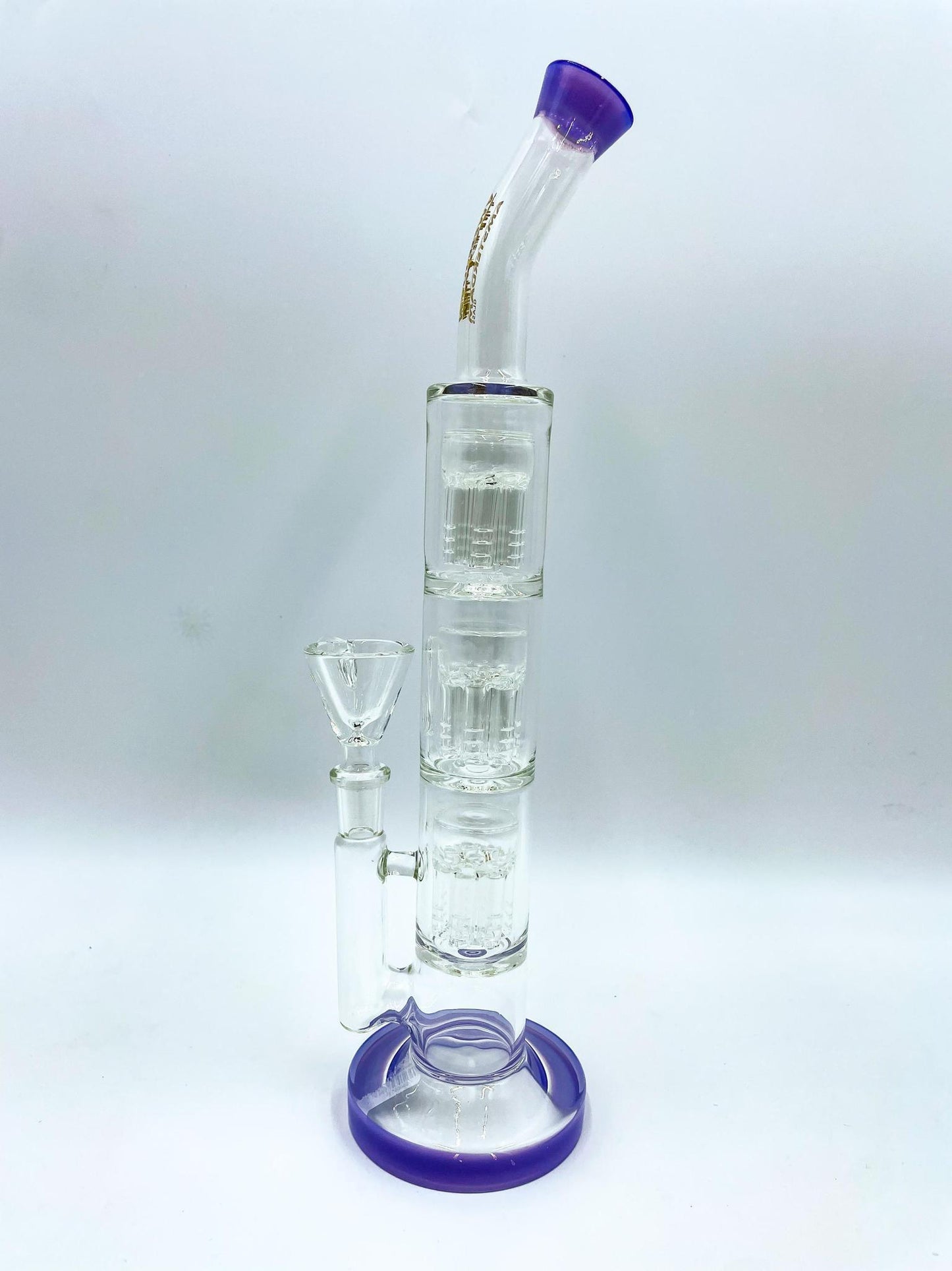 Amsterdam Glass Triple Tree Perc Water Pipe - 13"