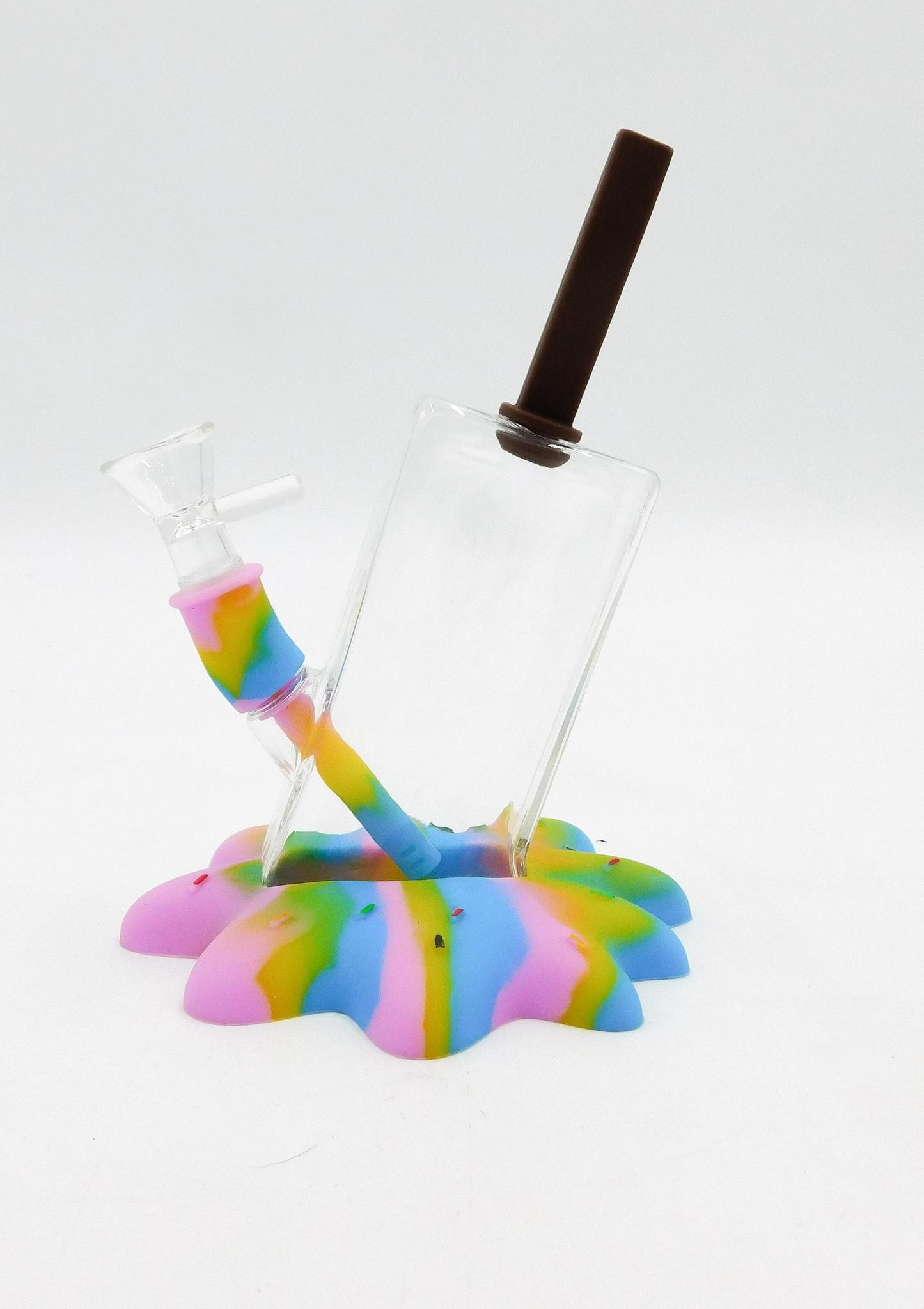Silicone Base Glass Juice Box Water Pipe