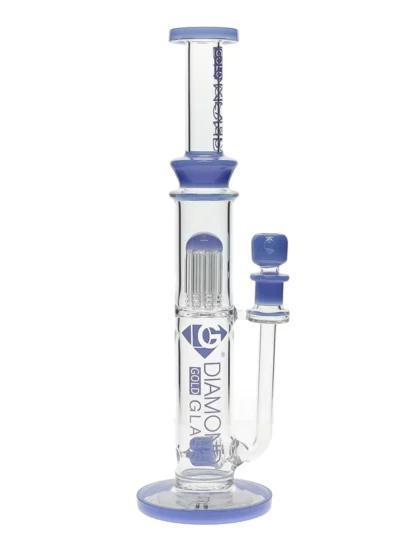 Diamond Glass - Tri-Line Water Pipe (16")