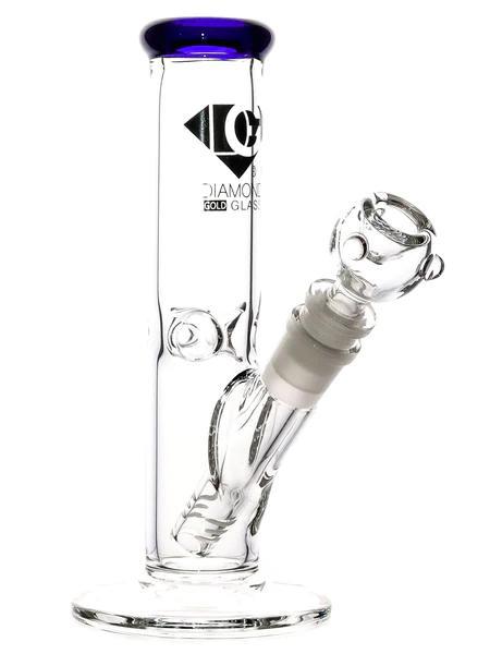 Diamond Glass - Gold Straight Sugar Water Pipe (8")
