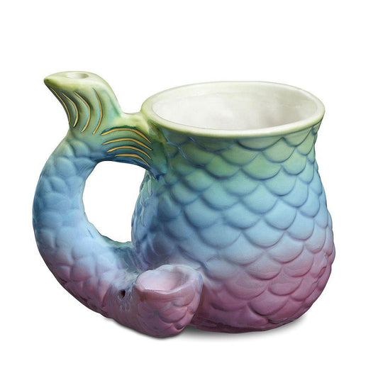 Ceramic Mermaid Tail Mug Pipe - 5.5"
