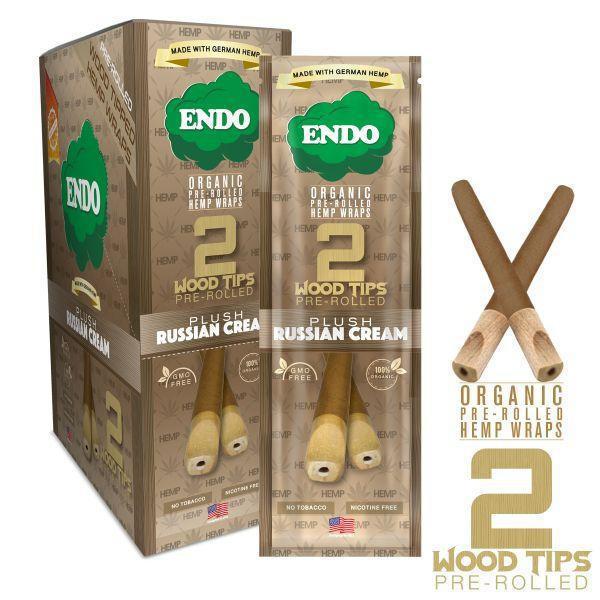 Endo Pre-Rolled Hemp Wraps w/ Wood Tip - 2pk