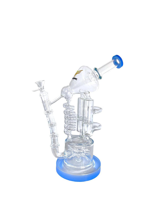 Star Wing Double Pillar Spiral Coil Perc Recycler - 13"