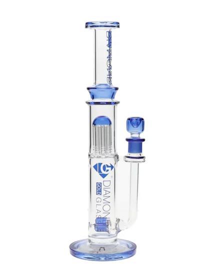 Diamond Glass - Tri-Line Water Pipe (16")