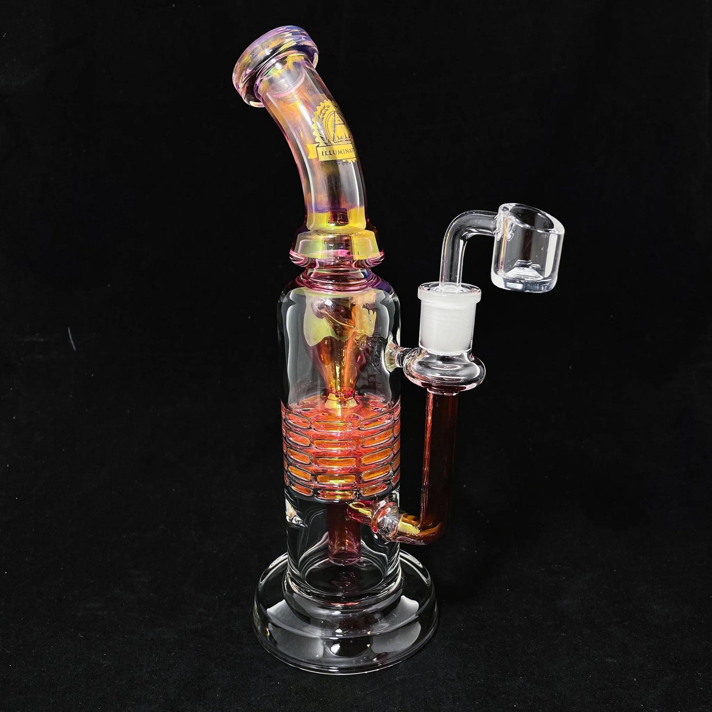 Illuminati Glass Gold Fumed Fab Stack Incycler Water Pipe - 12"