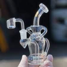 Illuminati Glass Mini Double Recycler Water Pipe - 7"