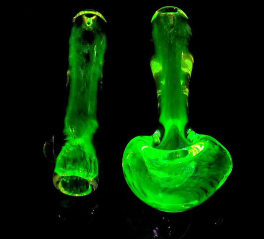 Frit Filled Glass Spoon Pipe w/ Glow -5"