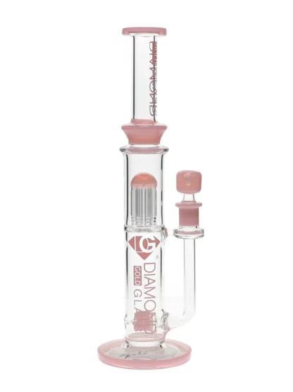 Diamond Glass - Tri-Line Water Pipe (16")