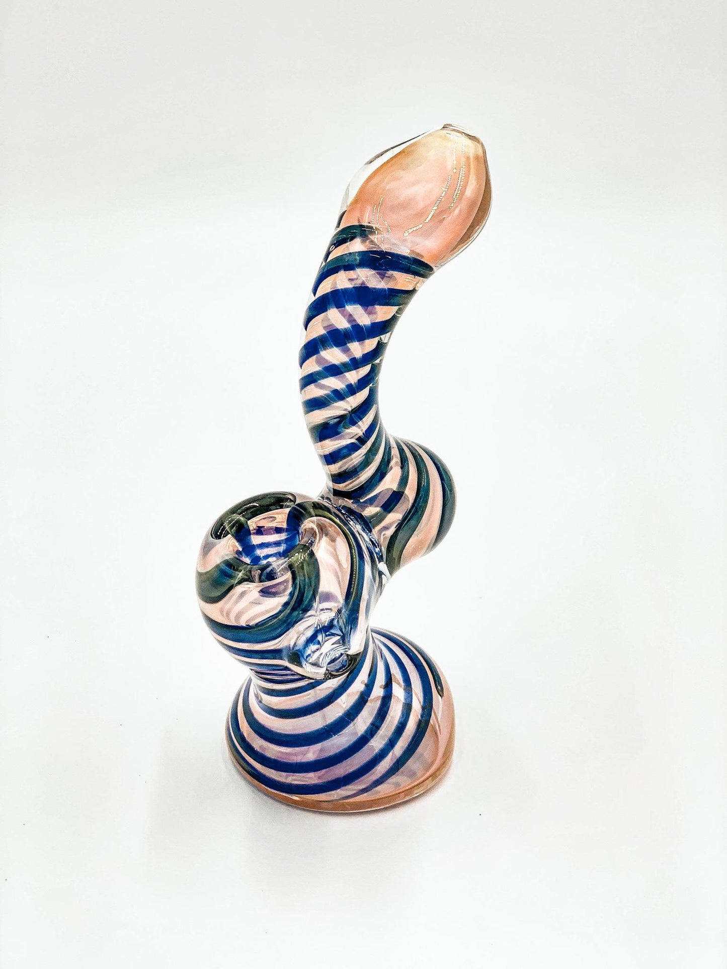 Bubbler w/ Fuming & Green/Blue Spiral - 7"