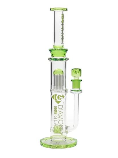 Diamond Glass - Tri-Line Water Pipe (16")