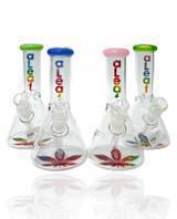 aLeaf Beaker Water Pipe with Colored Mouth Piece - 8"