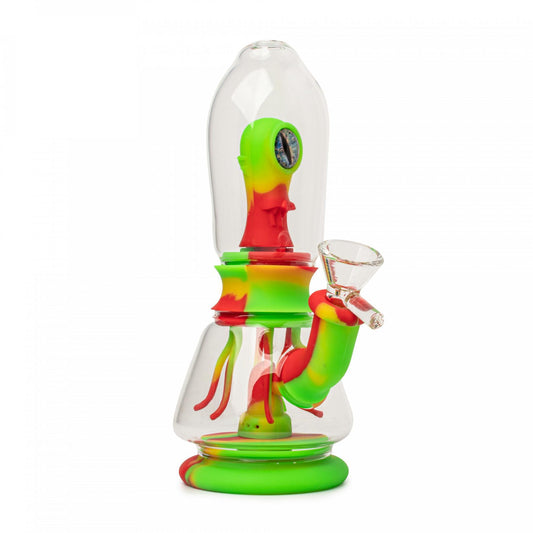 Alien Eye w/ Tentacles Silicone And Glass Water Pipe - 9"