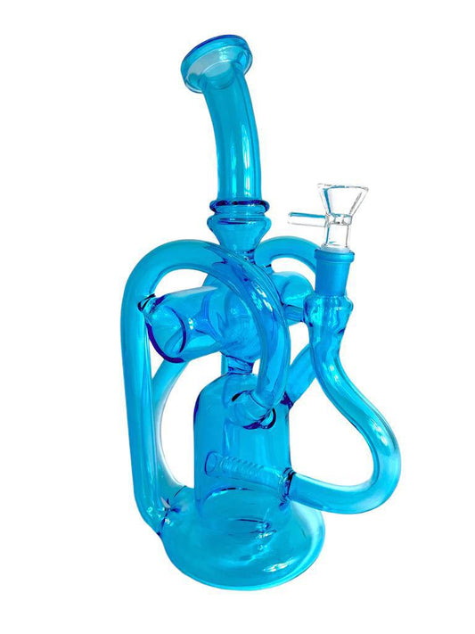 Star Wing Double Recycler Inline Water Pipe - 12"