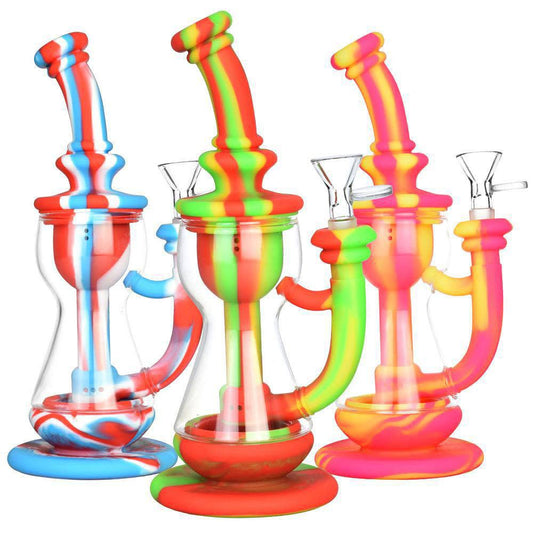 Silicone/Glass Recycler Water Pipe - 9.5"
