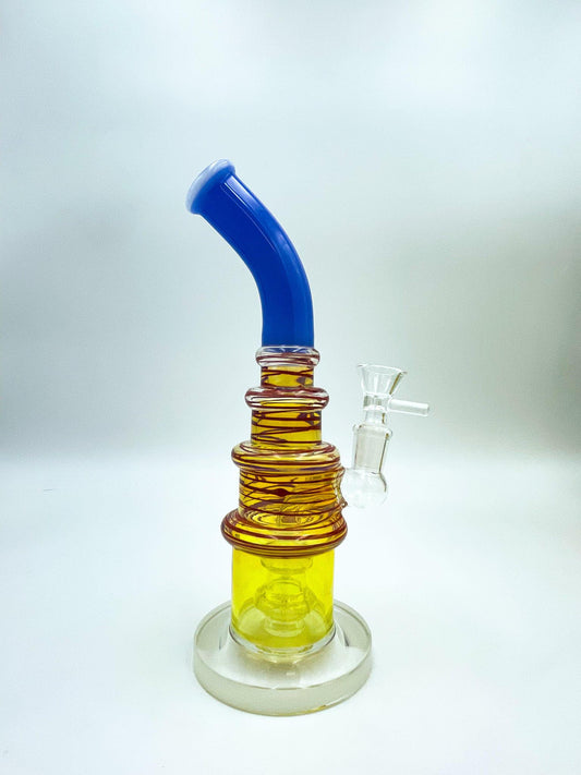 Bent Neck Fumed Disc Perc Water Pipe - 9.5"