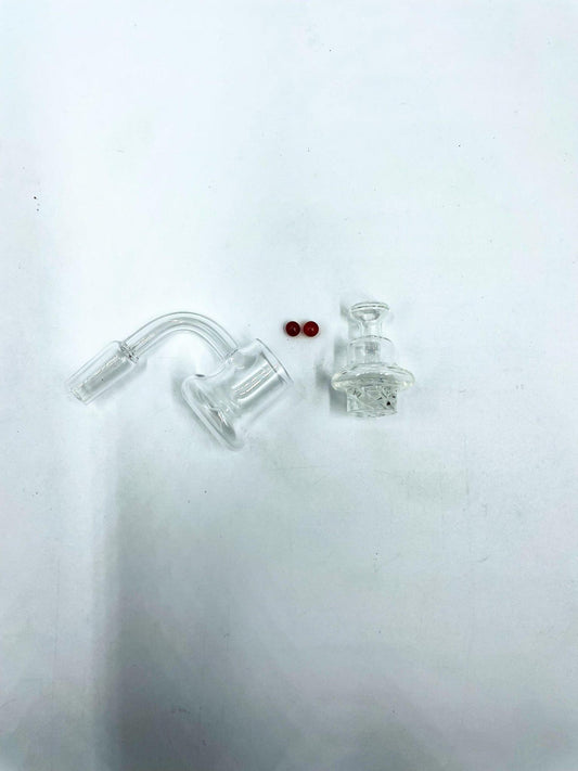 Bell Bottom Hollow Core with Tsunami Carb Cap and Pair of Ruby Terp Balls - 90º ( 14mm Male )