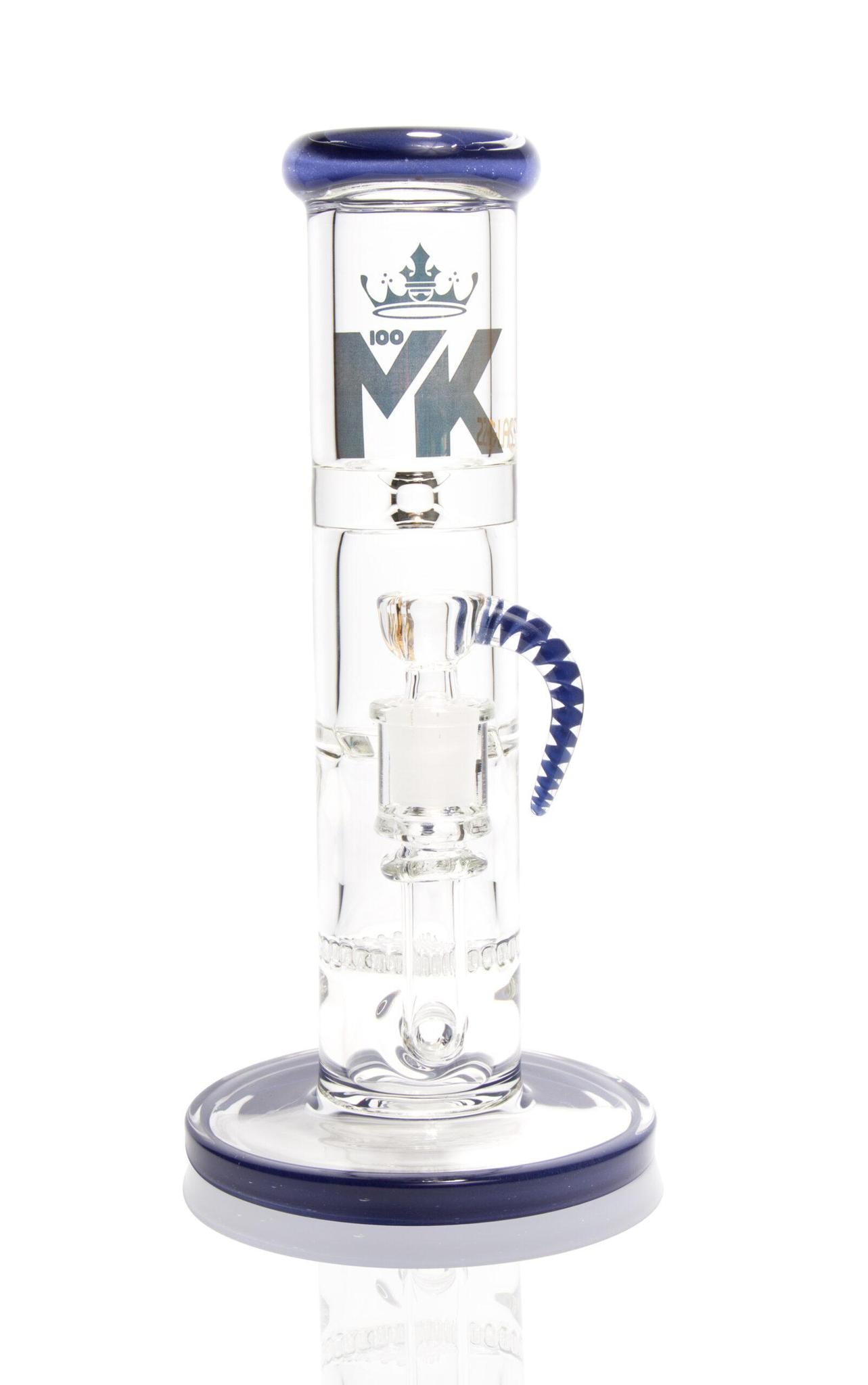 MK100 Glass Triple Perc Heavy Straight Shooter Water Pipe - 10"