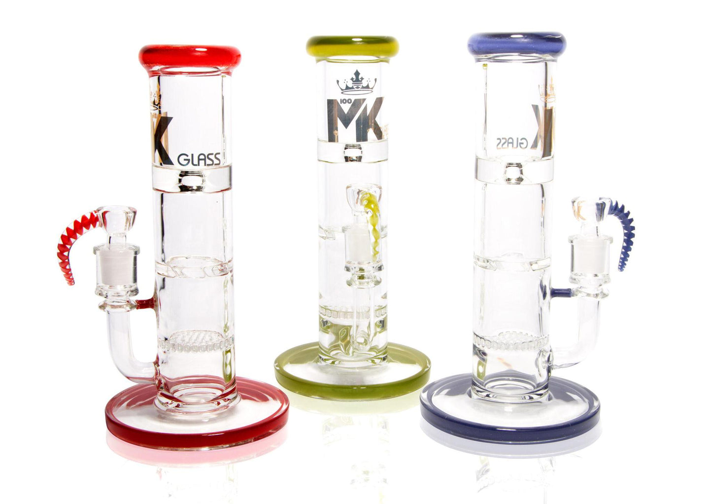 MK100 Glass Triple Perc Heavy Straight Shooter Water Pipe - 10"